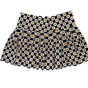 Theory Women's Pleated Miniskirt Size 6 Navy Blue Geometric Silk Blend